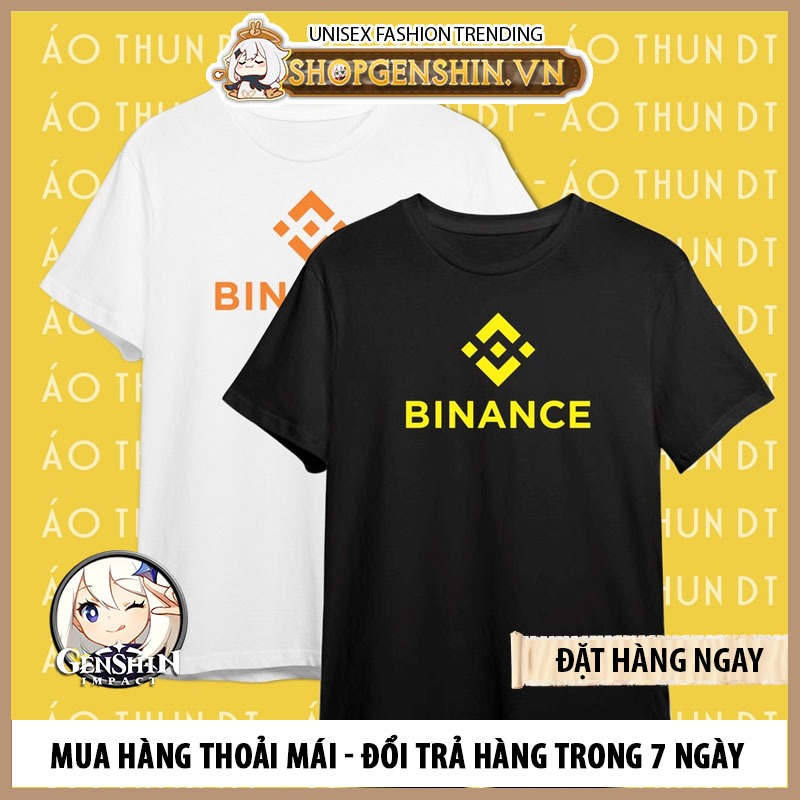 Áo thun in logo Binance Crypto màu đen và trắng