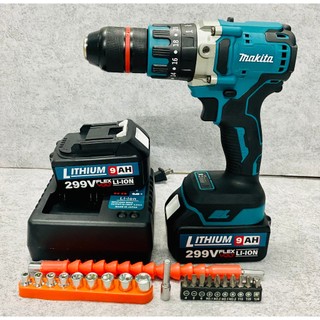 Máy khoan pin 299V Makitta loại 3 chức năng / Động cơ không chổi than siêu khỏe / Pin khủng 10 cell / Ruột đồng 100%