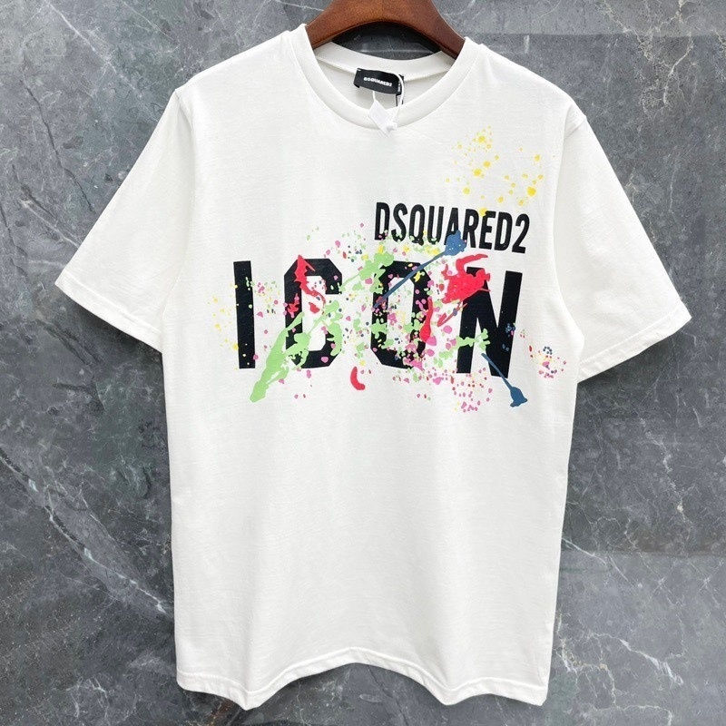 Áo phông nam nữ cổ tròn Dsq2 in hoạ tiết chữ ICON vảy sơn 7 màu siêu rẻ đẹp boy phố