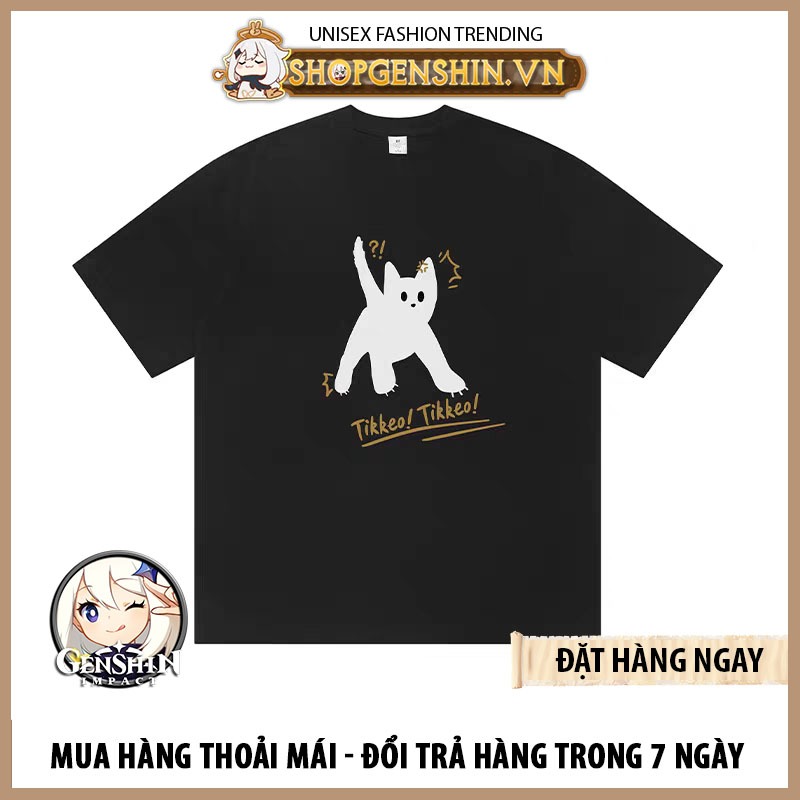Áo thun Mèo tikkeo nam nữ form rộng unisex chất cotton mềm mịn