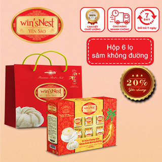 Yến sào win'sNest Tổ yến chưng sẵn nhân sâm không đường 20% ( Hộp 6 lọ)