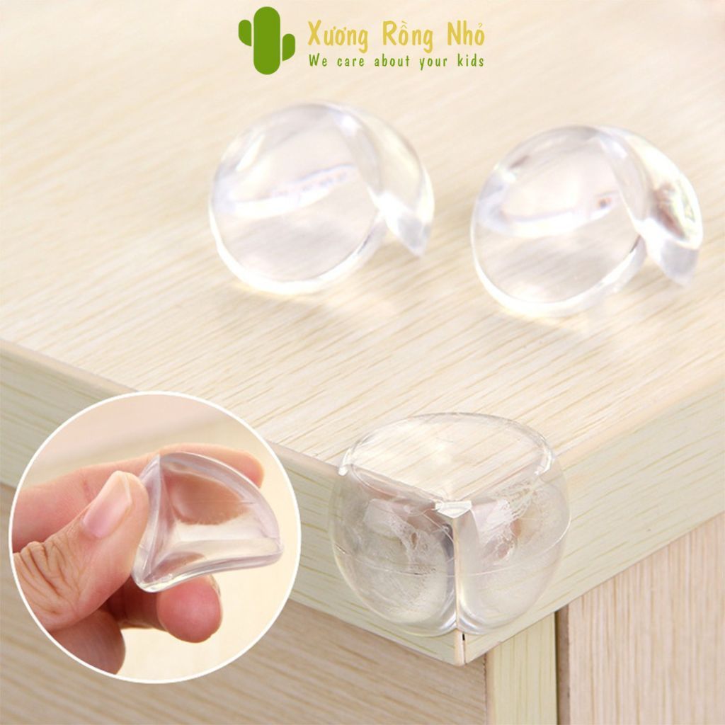 Miếng Silicon Bọc Cạnh Bàn, Bịt Góc Bàn Trong Suốt - Tránh Va Đập Cho Bé Kèm Băng Dính - Xương Rồng Nhỏ
