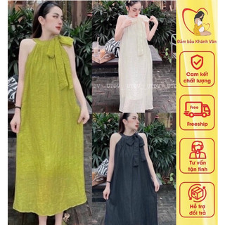 Váy bầu, đầm bầu cổ yếm siêu xinh, hàng thiết kế V02