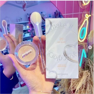 Phấn Bắt Sáng Peripera Ink V Highlighter & Peripera Pure Glory Highlighter (Tặng Kèm Cọ)