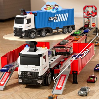 Đồ chơi đường đua cao tốc ZoZoKids xe container đồ chơi kết hợp ga ra ô tô