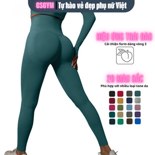 Quần tập gym nữ cạp cao, viền chun CSGYM 6600, quần legging tôn dáng thể thao nữ, vải dệt kim poly trơn thoáng mát