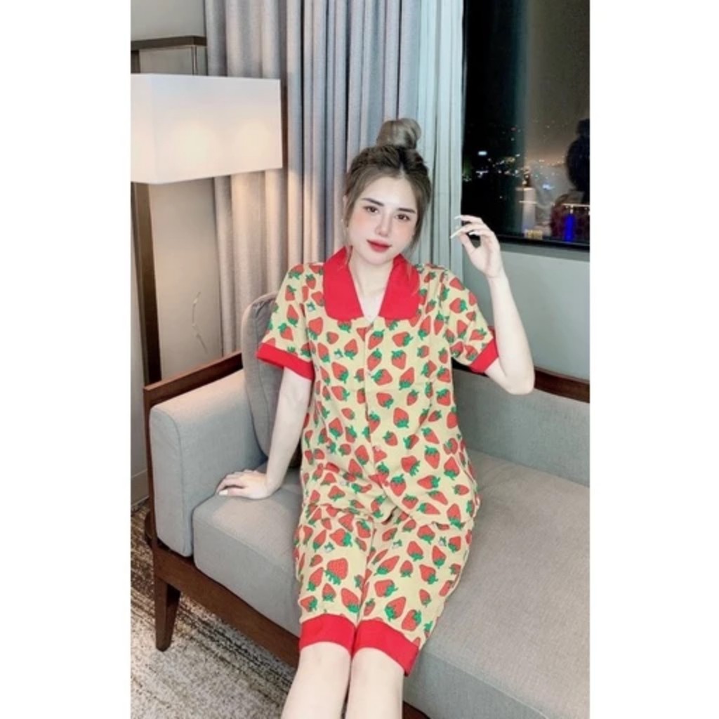 Set Đồ Bộ Pyjama Áo Cộc Quần Đùi Chất Mát Đồ Bộ Ngủ Nữ Mặc Nhà Siêu Rẻ Vải Kate Thái Hàng Tại Xưởng MunLive