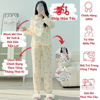 [BEST SELLER] ( 40kg - 85kg ) Đồ Bộ Bầu Và Sau Sinh ,  Đũi Lụa Hàn , Dài Cổ Bèo , Siêu Mát , MCN