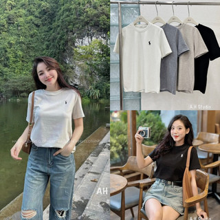 [NEW]ÁO PHÔNG CỔ TRÒN THÊU LOGO NGỰA CHẤT THUN TĂM 3158