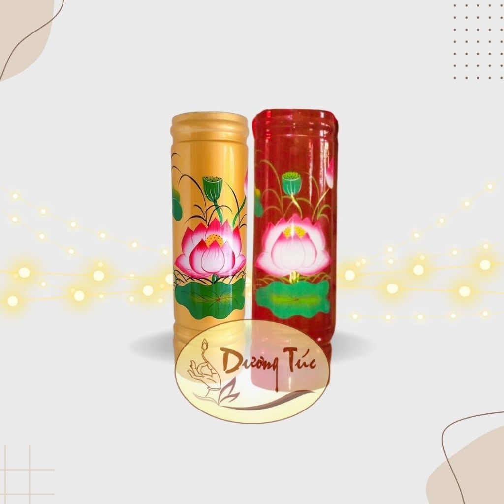 Ống nhang gỗ sen , ống đựng hương, lọ đựng nhang , đựng hương gỗ hoa sen vàng - đỏ sơn mài