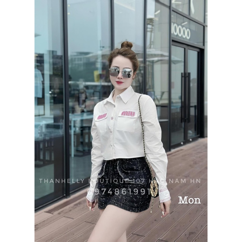 Áo sơmi kiểu miu đá hồng khuy hồng cực xinh hàng QC lên dáng trẻ trung