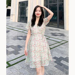 Đầm hoa dáng xoè cổ chữ V dễ thương RD045