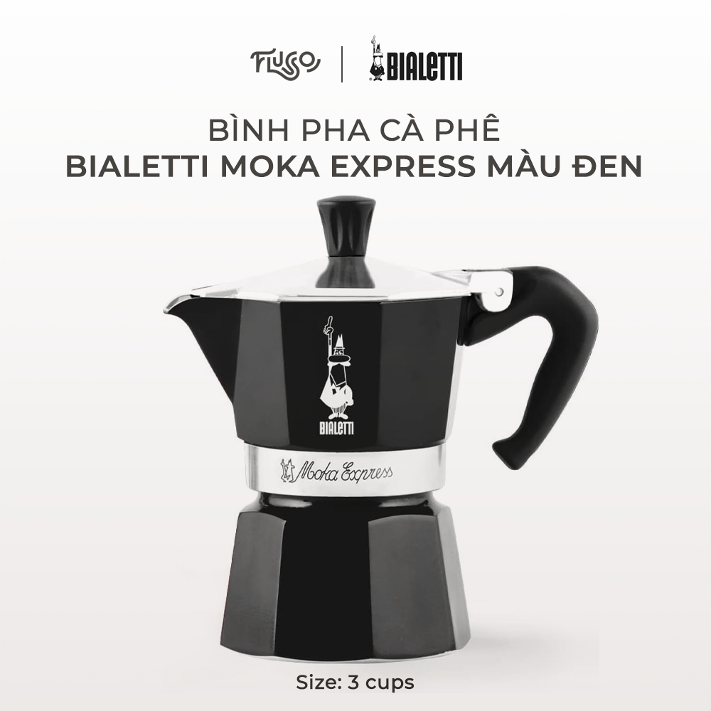 Bình Pha Cà Phê Bialetti Moka Express 3 Ly Màu Đen
