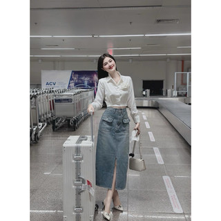 Áo sơ mi lụa dáng croptop hách dáng cực đỉnh
