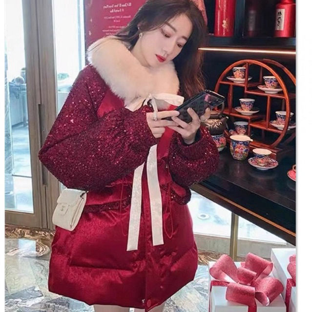 Áo Khoác + Cổ Lông Nữ Thắt Eo Giảm Béo Mùa Đông Hàn Quốc Trẻ Trung Cao Cấp có Ảnh Thật 2023