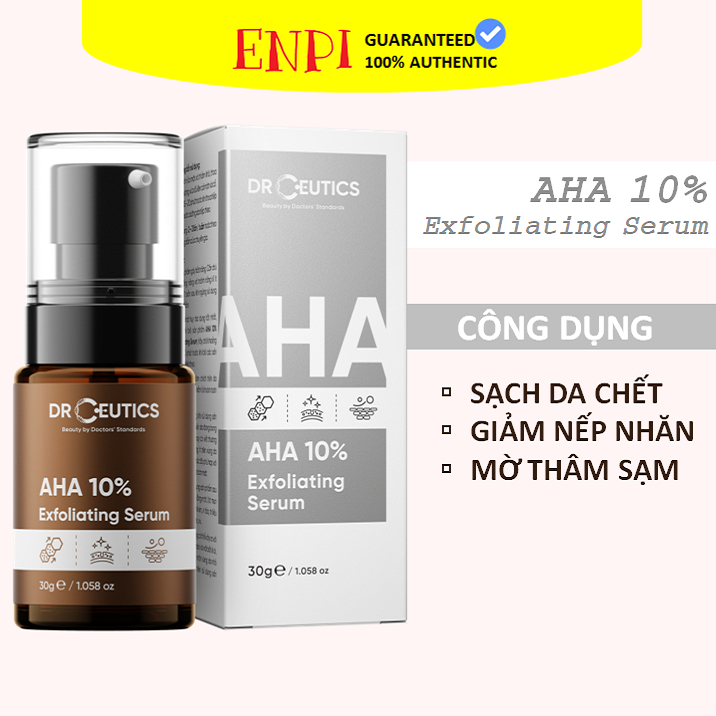 Tẩy da chết DrCeutics AHA 10% Exfoliating Serum làm sáng chống lão hóa