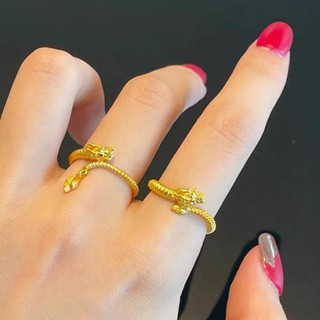 Nhẫn Titan Không Gỉ Mạ Vàng 18k Rồng Thiết Kế Phụ Kiện Trang Sức Độc Đáo Tinh Tế Không Bị Mất Màu