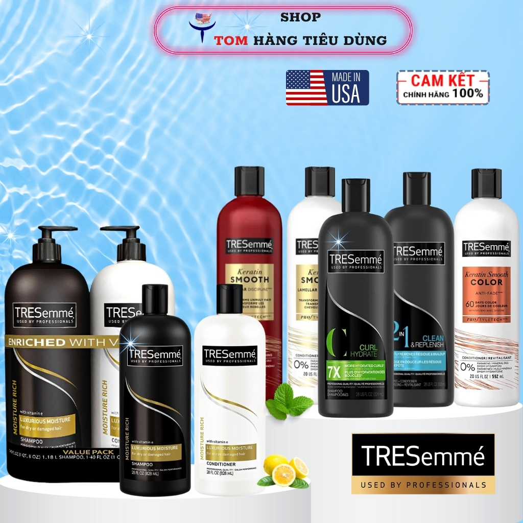 Dầu gội dầu xả Tresemme 828ml 1,15l Hàng Mỹ