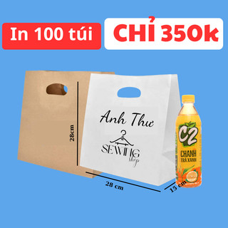 in túi giấy theo yêu cầu, túi giấy đựng quần áo kraft size 28 x 28 x 15, màu trắng màu xi măng giá cực rẻ