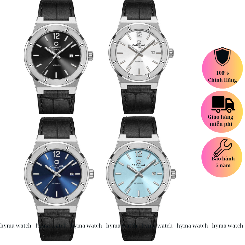 Đồng hồ Nam Carnival tiểu Hublot 8122G Máy Automatic Phiên bản dây da kính sapphire Bảo hành 5 năm Hyma Watch