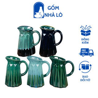 Bình hoa decor dáng bình sữa bình hoa gốm sứ bát tràng màu xanh lá cây cao 20cm lọ hoa decor gốm nhà lò