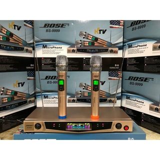 Micro karaoke không dây bs9999 màu vàng đồng