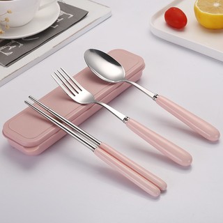 Bộ đũa muống cho Bé, inox cán gỗ, kèm hộp đựng lúa mạch sang trọng