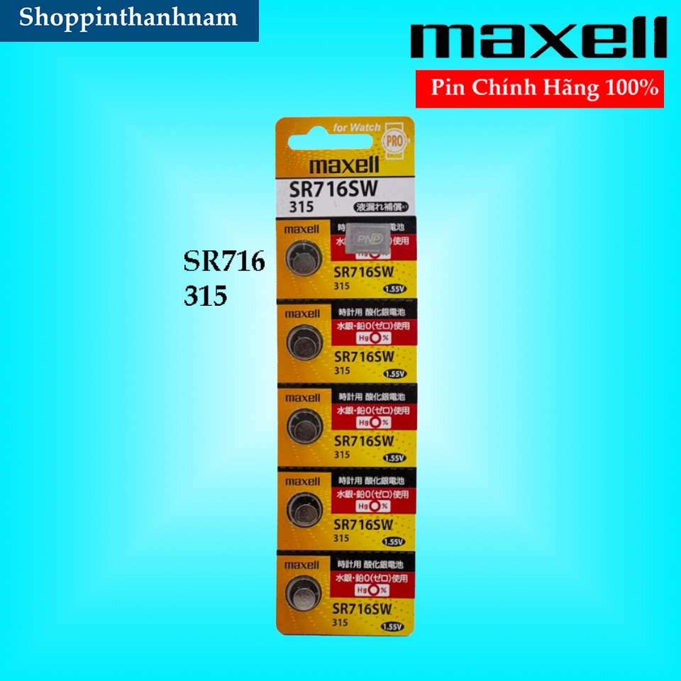 Vỉ 5 Viên Pin Maxell SR716 / SR716SW / 315 Made in Japan Chính Hãng Th