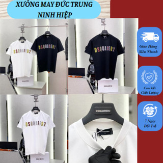 Áo Phông Thời Trang Nam Nữ Hai Màu Đen Trắng In Chữ Đê Ét Quy Nhiều Màu Trước Ngực Cực Xinh