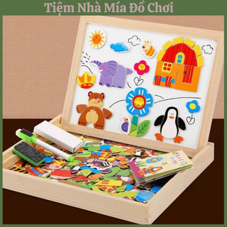 Đồ Chơi Bảng Ghép Hình Nam Châm Bằng Gỗ- Bảng Gỗ Nam Châm Ghép Hình 2 Mặt Cho Bé Kèm Bút Xoá Giúp Bé Phát Triển Tư Duy