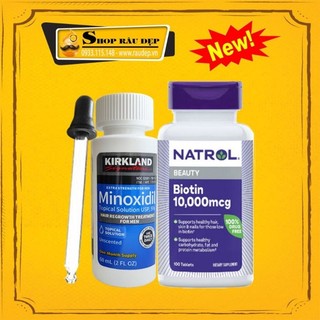 { MẪU MỚI } Combo hỗ trợ mọc râu tóc nhanh Minoxidil 5% + Biotin