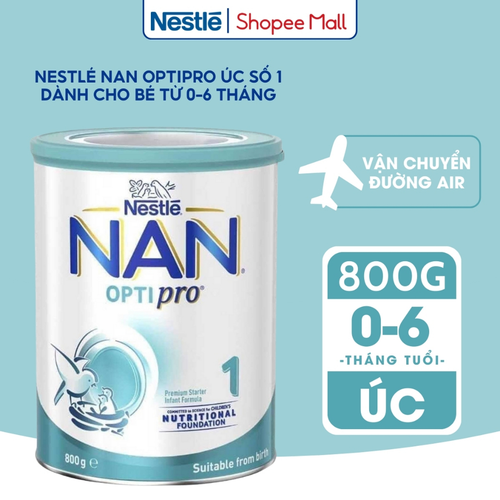 Sữa bột Nestlé Nan Optipro Úc số 1 dành cho bé từ 0-6 tháng giúp tăng cường sức đề kháng, tăng cân và hỗ trợ tiêu hóa