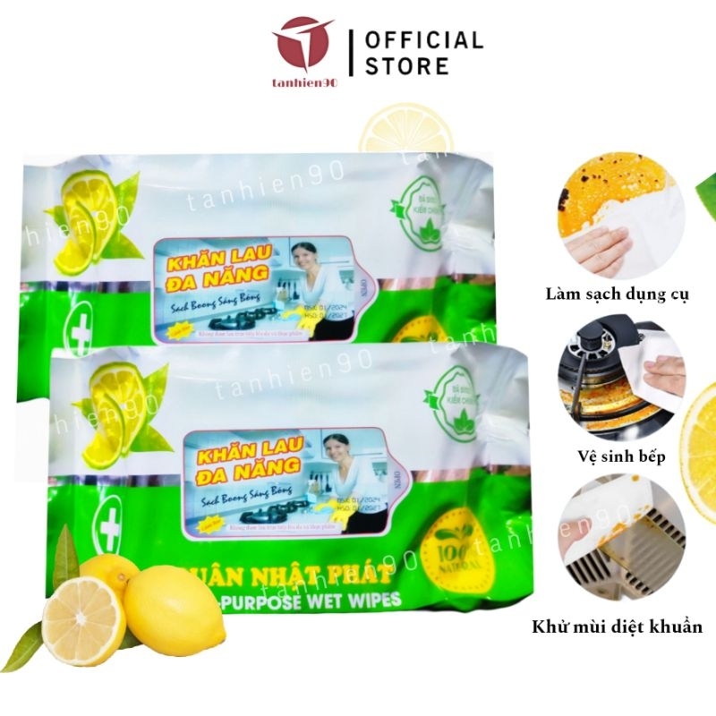 Gói Khăn Ướt Lau Bếp Vật Dụng Đồ Chơi Đa Năng, Lau Bếp Siêu Sạch Chanh Bạc Hà Kháng Khuẩn Tiện Lợi