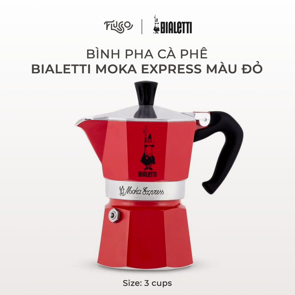 Ấm Pha Cà Phê Bialetti Moka Express 3 Ly Màu Đỏ