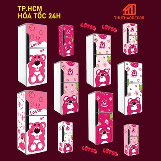 Decal dán tủ lạnh gấu dâu losto - thuthaodecor