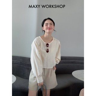 Áo kiểu thắt nơ lưng sau tay phồng đáng yêu Bowtie Top Maxy Workshop