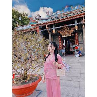 Bộ Lụa Cánh Dơi ÁO CỘC QUẦN DÀI