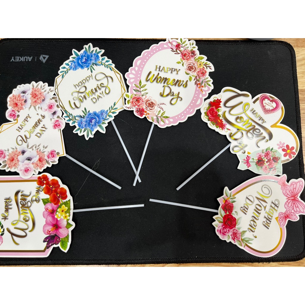 RẺ VÔ ĐỊCH - Set 5 Que Cam Happy Womens Day - Trang trí bánh sinh nhật, bánh kem