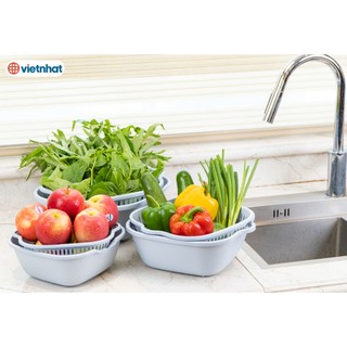 Rổ vuông 2 lớp, rổ nhựa 2 lớp đa năng nhựa Việt Nhật Cao Cấp