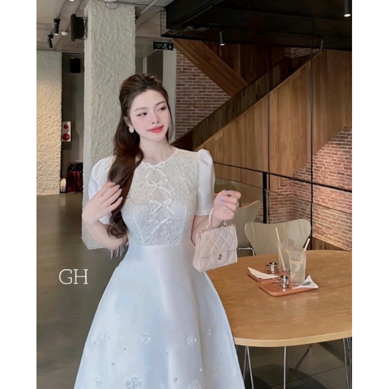 đầm dài dự tiệc phối ren bi bigsize 55kg-95kg