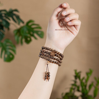 Vòng Tay Trầm Hương 108 Mix Hoa Sen Trầm Cao Cấp Đủ Kích Thước Nam Nữ