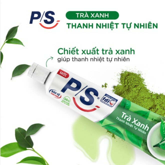 PS Kem Đánh Răng PS Trắng Răng Trà Xanh, Than Hoạt Tính, Baking Soda