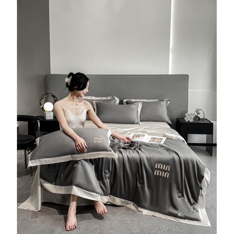 #Bedding phi lụa chăn hè #min min #charming2024 Ree bedding an mai hường chăn ga gối nệm