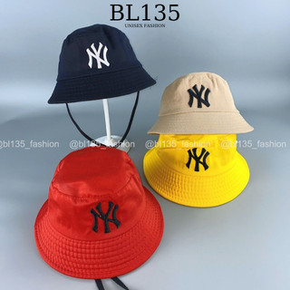 Nón tai bèo trẻ em [2-6 tuổi] thêu NyY, mũ bucket cho bé trai/bé gái may dây quay cố định chất vải thoáng - BL135