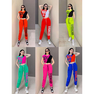 Bộ Đồ Tập Zumba Áo Croptop, Quần Dài Cá Tính