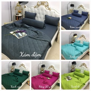 Bộ drap áo gối 4 món thun hàn quốc màu trơn. nệm <15cm