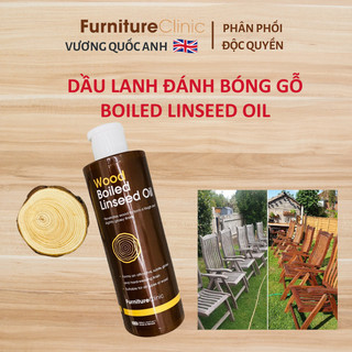Dung dịch dầu lanh đánh bóng gỗ Boiled Linseed Oil 250ml hãng Furniture Clinic Vương quốc Anh