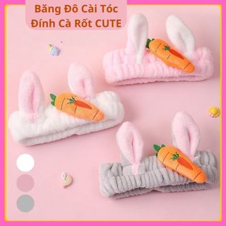 Băng đô thỏ đính cà rốt- băng đô tuần lộc vải nhung mềm mịn cute