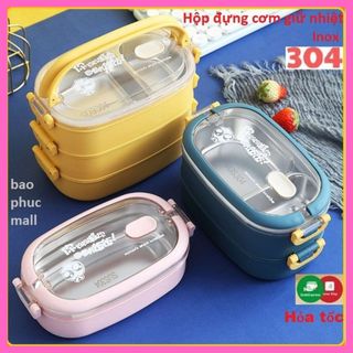 Hộp cơm giữ nhiệt 2 tầng lõi inox 304 cao cấp/hộp cơm văn phòng
