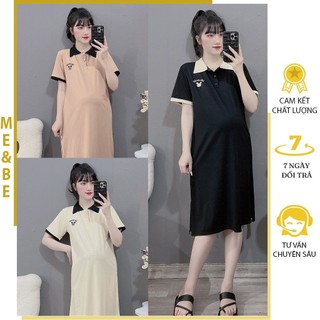 Đầm váy bầu công sở cổ polo kiểu dáng suông basic trẻ trung dễ mặc m739 chất mềm mát - váy xinh freesize